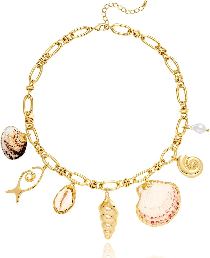 LILIE&WHITE Gold Necklaces for Women Trendy Summer Choker Necklace Beach Statement Necklaces Jewe... | Amazon (US)