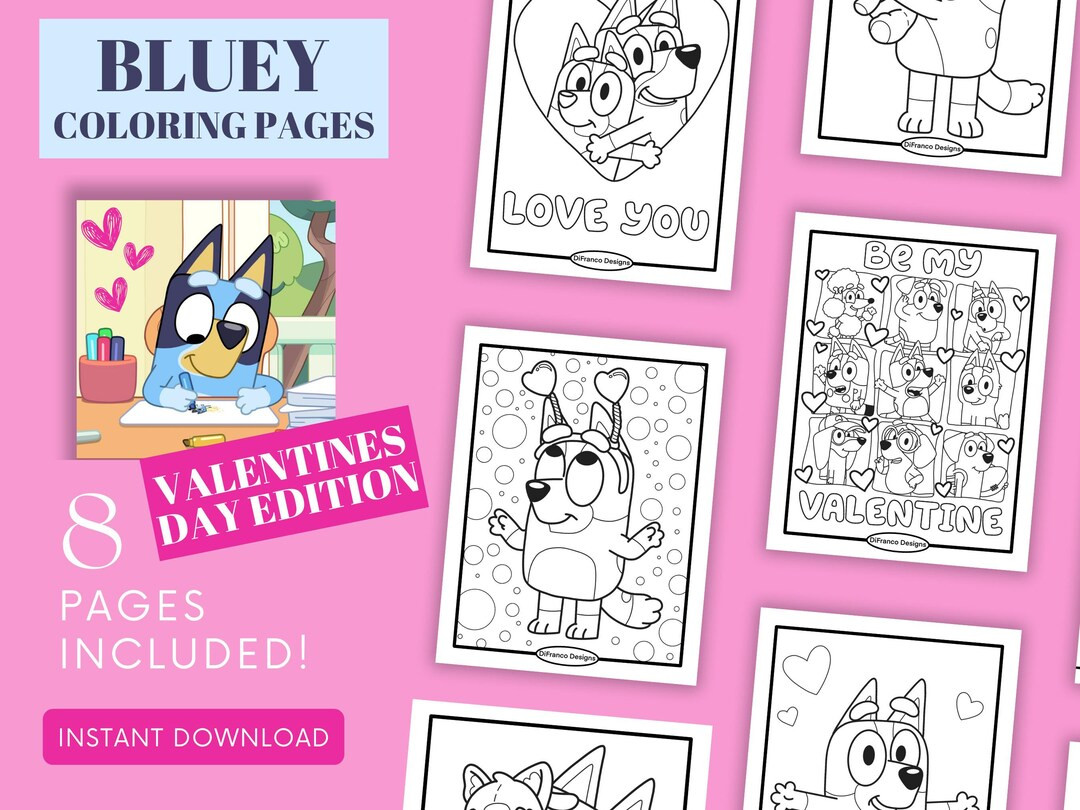Bluey Valentine's Coloring Pages Arts & Crafts for Kids Disney Instant Digital Download - Etsy | Etsy (US)