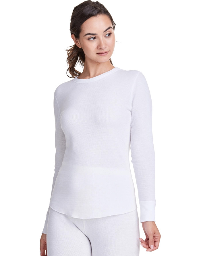 Hanes Women's Classic Waffle Knit Crew | Hanes.com