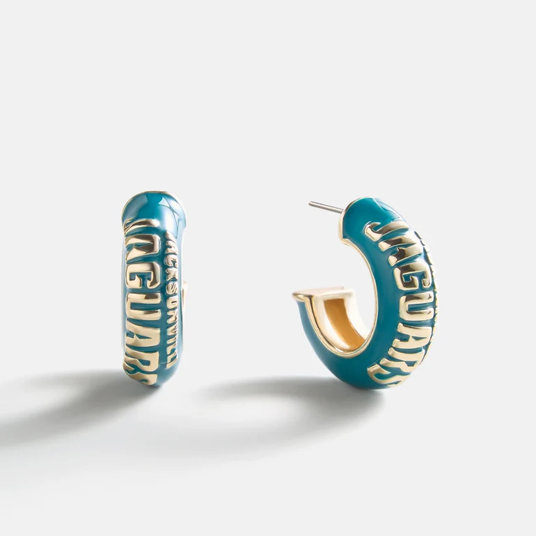 NFL Enamel Hoop Earrings - Jacksonville Jaguars | BaubleBar