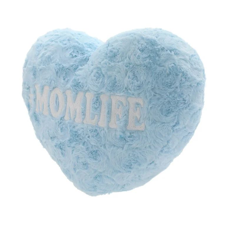 Way to Celebrate Mother’s Day 19 x 15 inch Plush Blue Heart Shaped Decorative Pillow, #Momlife | Walmart (US)