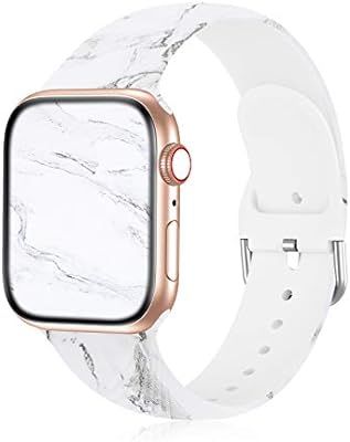 Seizehe Compatible with Apple Watch Band 38mm 40mm 42mm 44mm SE Series 6 Series 5, Silicone Flora... | Amazon (US)