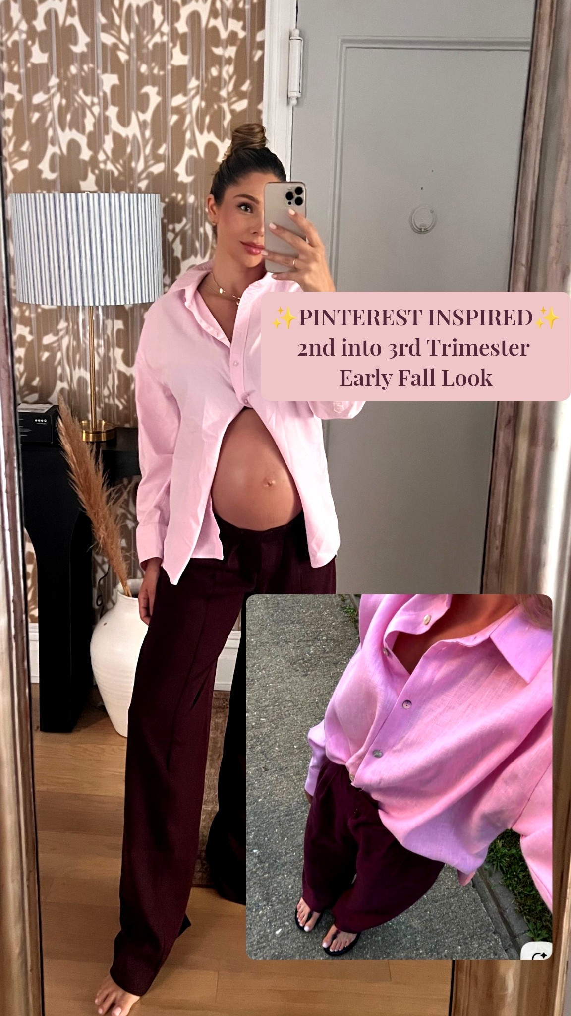 PINTEREST INSPIRED ME! The perfect transitional outfit for our changing bodies and the changing weather 🩷 **maroon pants are Zara (just purchased 9/2025)**

#LTKBump #LTKFindsUnder50 #LTKFindsUnder100