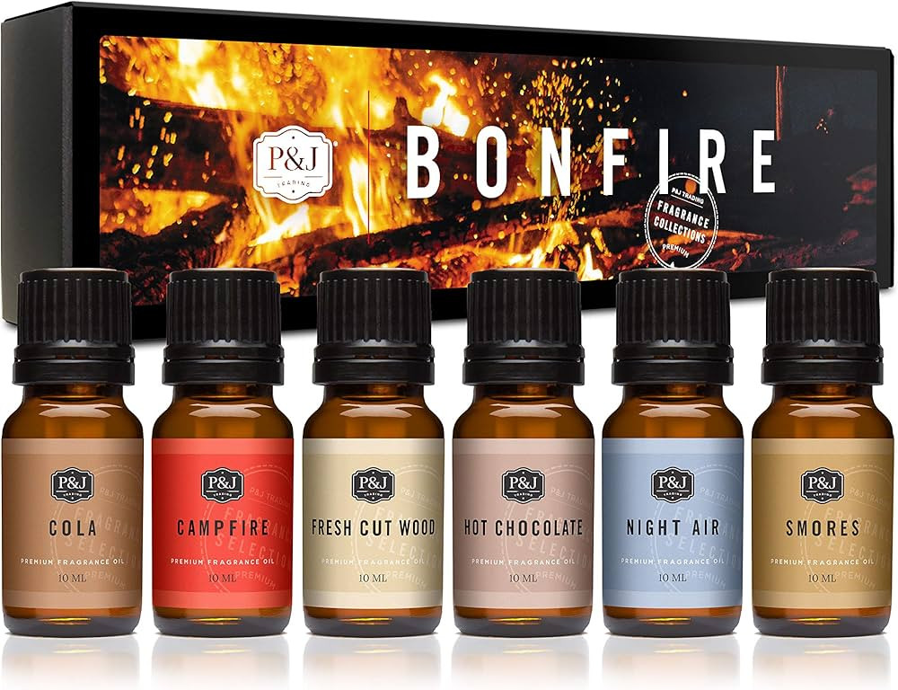 P&J Trading Fragrance Oil Bonfire Set | Smores, Night Air, Cola, Hot Chocolate, Campfire, Cut Woo... | Amazon (US)