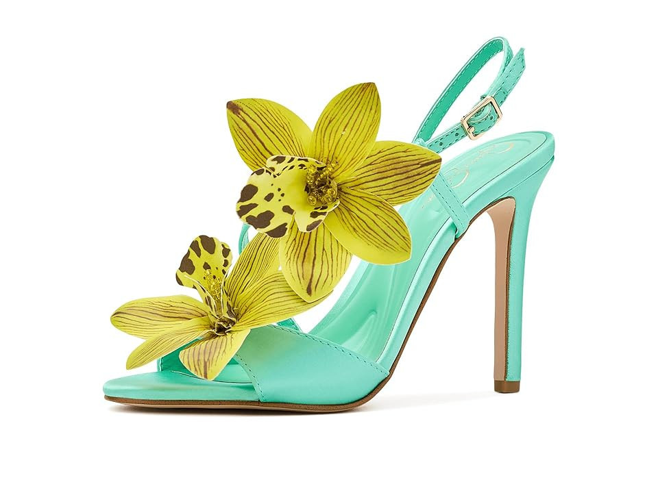 Jessica Simpson Jylia 3D Floral High Heel Sandals Women's Sandals Summer Seafoam : 5.5 M, Synthetic | Zappos