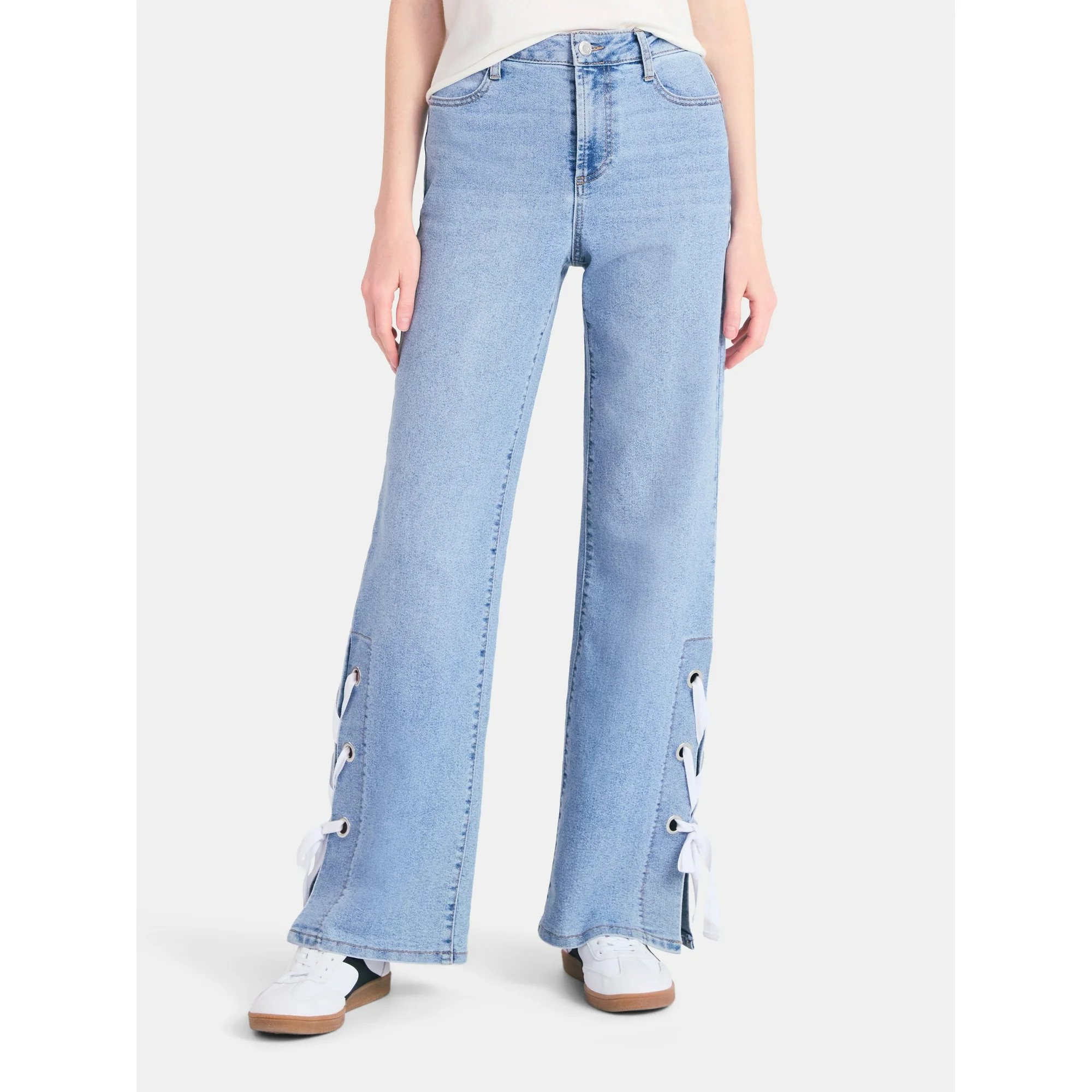 No Boundaries Lace-Up Jeans, 31'' Inseam, Women's | Walmart (US)