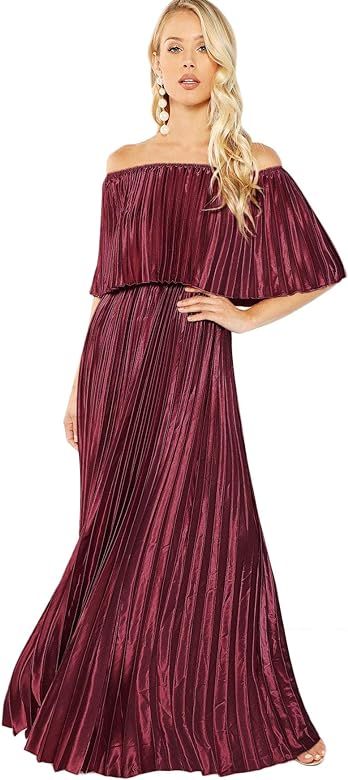 Women's Casual Off The Shoulder Layered Ruffle Party Beach Long Maxi Dress | Amazon (US)