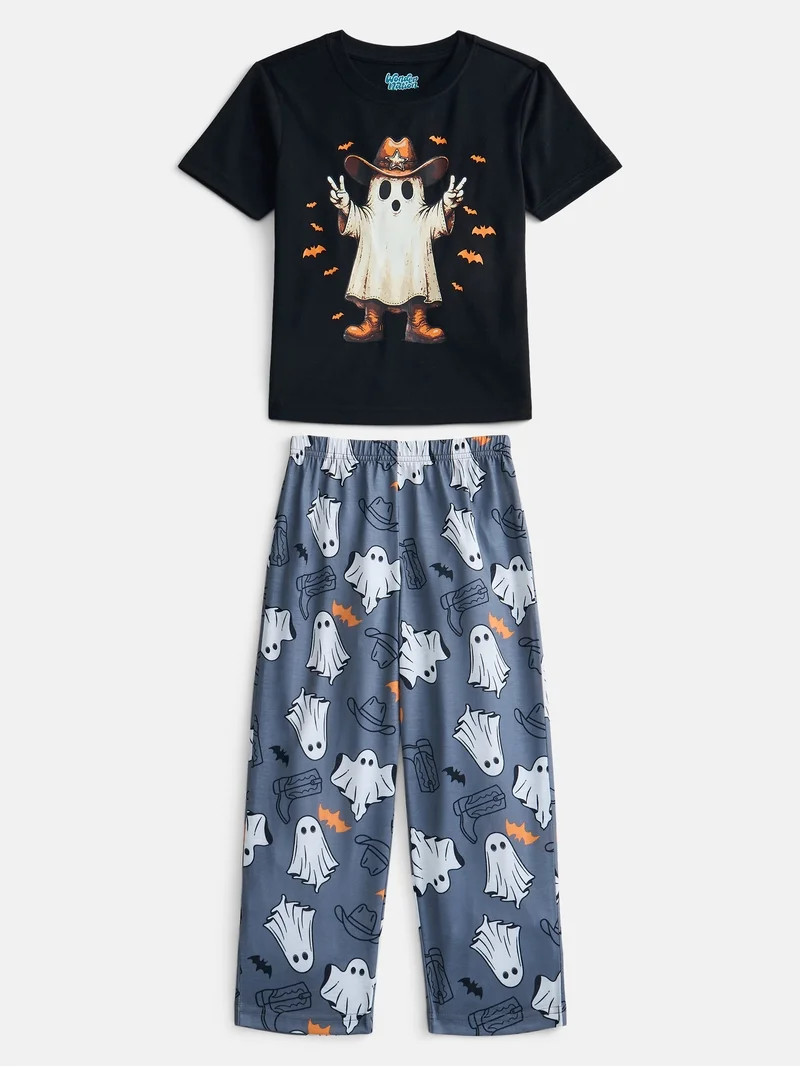 Wonder Nation Boys Short Sleeve Graphic Tee and Wide Leg Pants Sleep Set, 2-Piece, Sizes 4-18 | Walmart (US)
