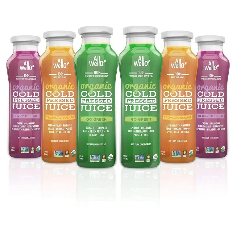 AllWellO Mix of Organic Cold Pressed Juice Drinks with Real Fruits and Vegetables Gluten Free Non... | Walmart (US)
