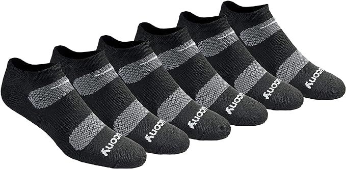 Saucony mens Multi-pack Mesh Ventilating Comfort Fit Performance No-show Socks | Amazon (US)