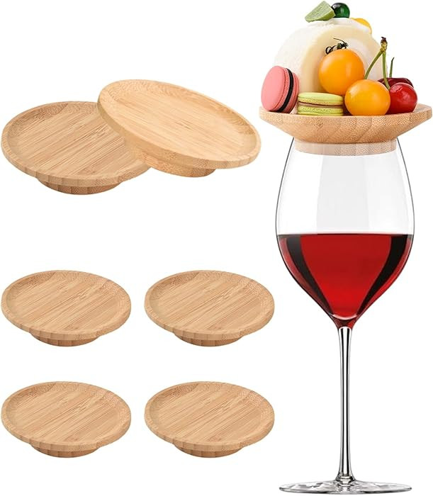 6 Pcs Wine Glass Charcuterie Topper, 4" Mini Charcuterie Boards, Wine Appetizer Plates for Family... | Amazon (US)