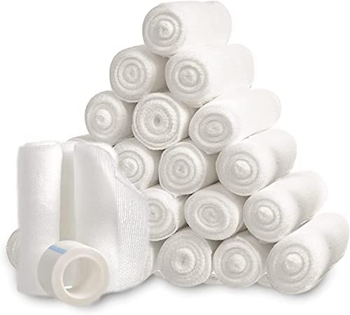 Gauze Bandage Roll with Tape (Pack of 24) - 4 Inch by 4 Yards Rolled Gauze Wrap - White Gauze Rol... | Amazon (US)