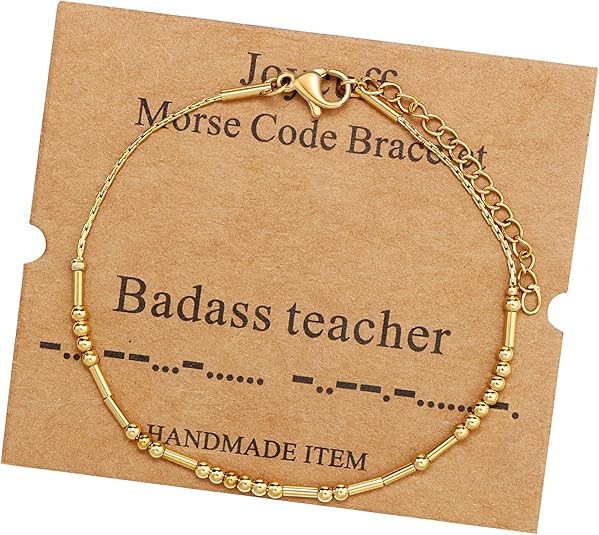 JoycuFF Inspirational Morse Code Bracelets for Women Silver Beads Jewelry Encouragement ... | Amazon (US)