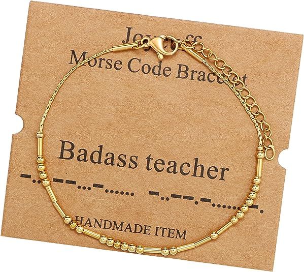 JoycuFF Inspirational Morse Code Bracelets for Women Silver Beads Jewelry Encouragement ... | Amazon (US)