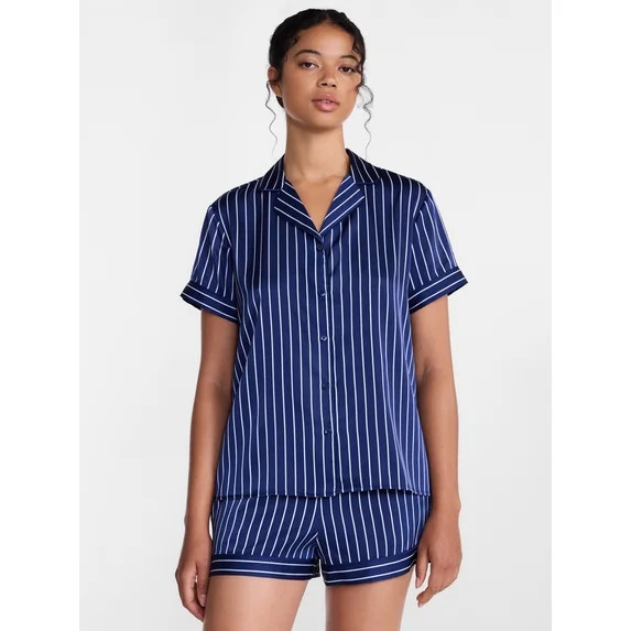 Joyspun Women’s Stretch Satin Sleep Top and Shorts, 2-Piece Set, Sizes XS to 3X | Walmart (US)