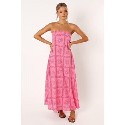 Petal and Pup Womens Soph Strapless Maxi Dress - Pink Red L | Target