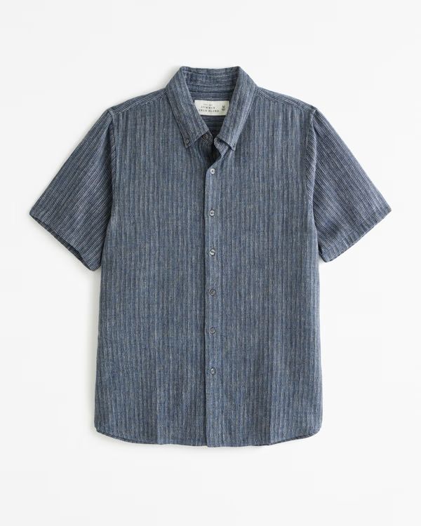 Short-Sleeve Summer Linen-Blend Button-Up Shirt | Abercrombie & Fitch (US)