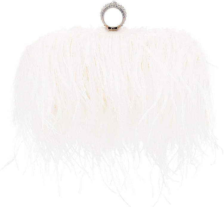 Miuco Women Feather Clutch Purse Shoulder Crossbody Bag Evening Handbags | Amazon (US)