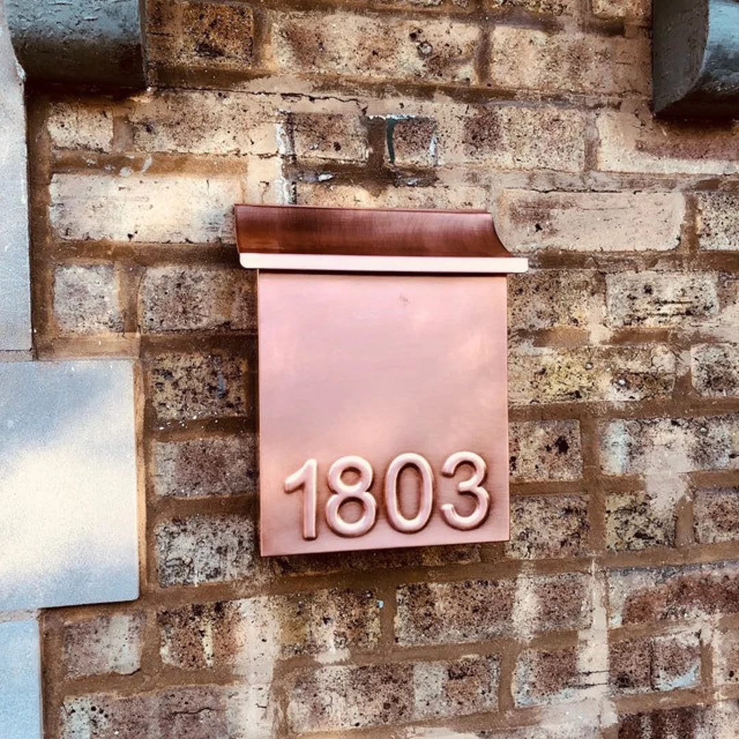 Flush Mount Copper Mailbox With House Numbers - Etsy | Etsy (US)