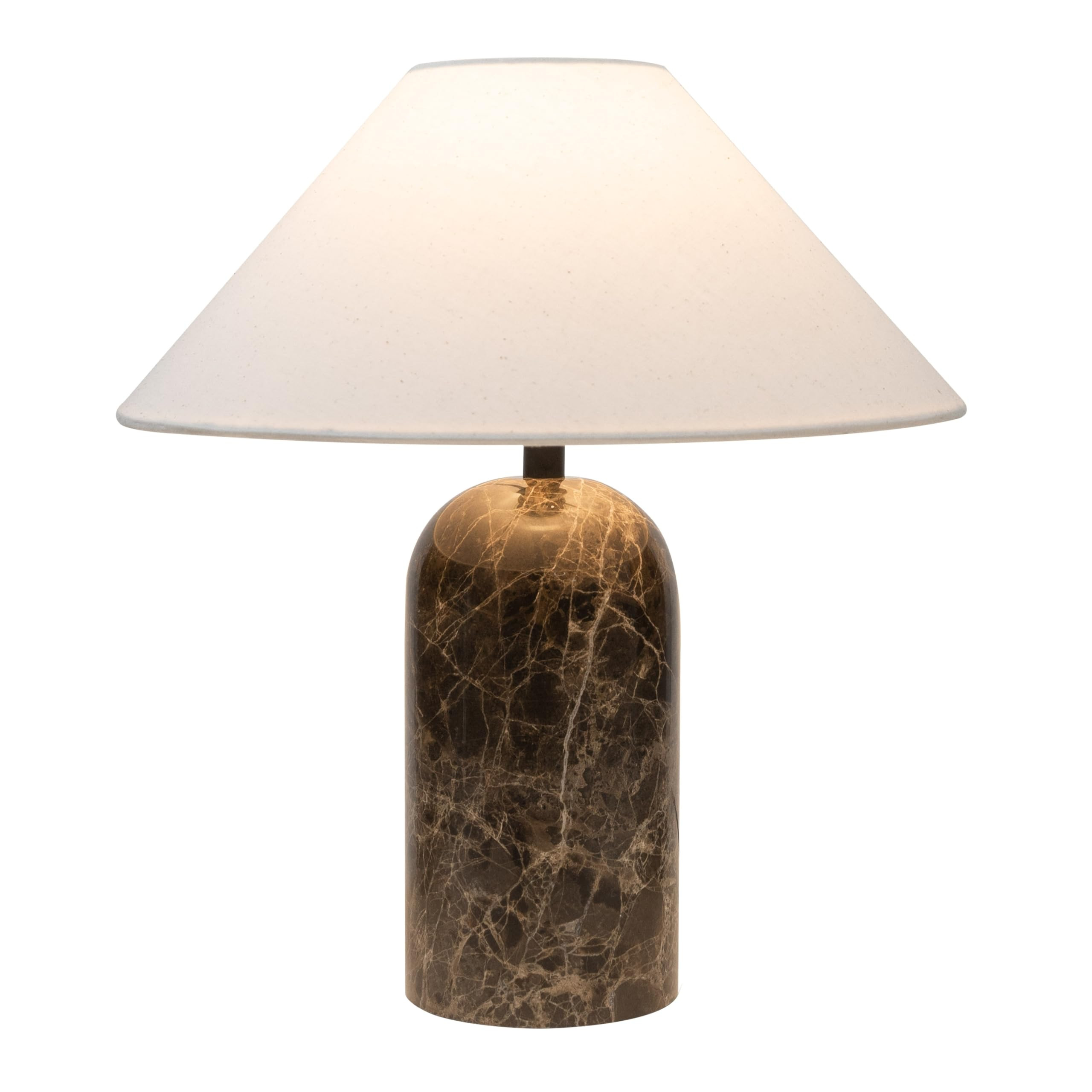 Brightech Sansa LED Table Lamp - 14” Modern Stone Table Lamp for Bedside - Decorative Dimmable Desk Lamp for Living Room, Bedroom - Brown Marble | Amazon (US)