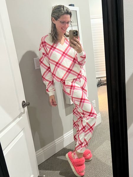 Pink and comfy lounge set that’s on SALE from target 🤩💗🎀 My slippers are by uggs and they are sold out… BUT!! I found some other cute slippers that could go with this set! 

#LTKSeasonal #LTKsalealert #LTKunder50