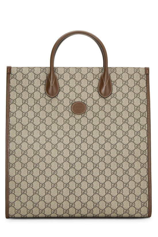 Pre-Owned Brown GG Supreme Canvas Interlocking GG Tote Medium QFB1RO0L07001 | What Goes Around Comes Around