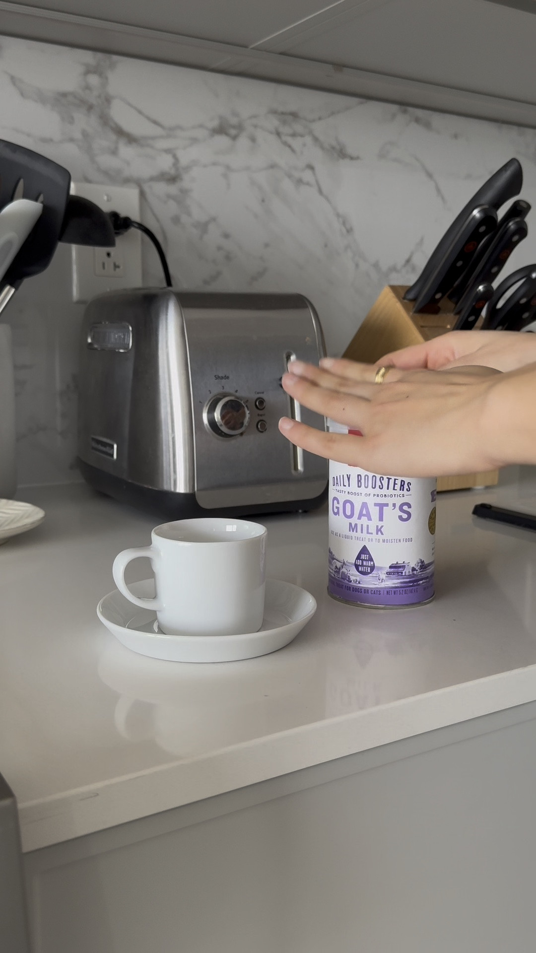 The morning latte I make for Brooklyn James! I mix the probiotics with water that’s 130 degrees Fahrenheit until it’s smooth with no clumps! 

#LTKPets #LTKWatchNow