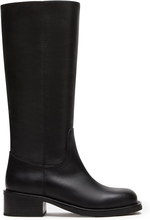 Women's Banana Knee High Boots Square Toe Chunky Block Heel Comfortable Low Heel Pull on Wide Cal... | Amazon (US)