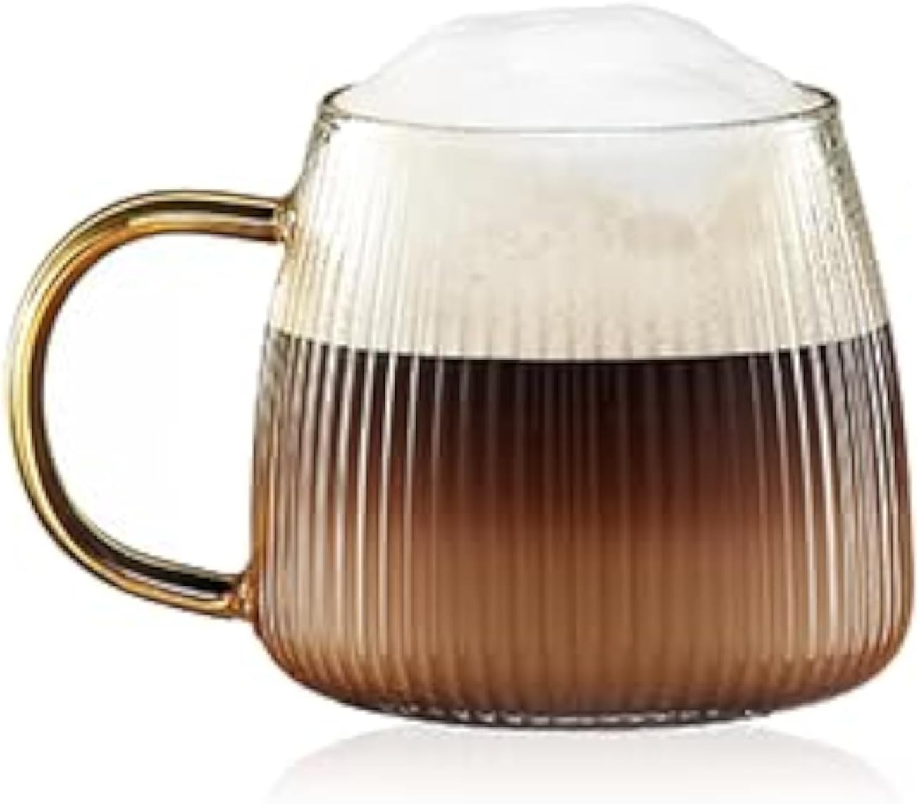 Premium Unique Glass Coffee Mugs Set of 2 Fancy Cups with Stylish Vertical Stripes Pattern - Ligh... | Amazon (US)