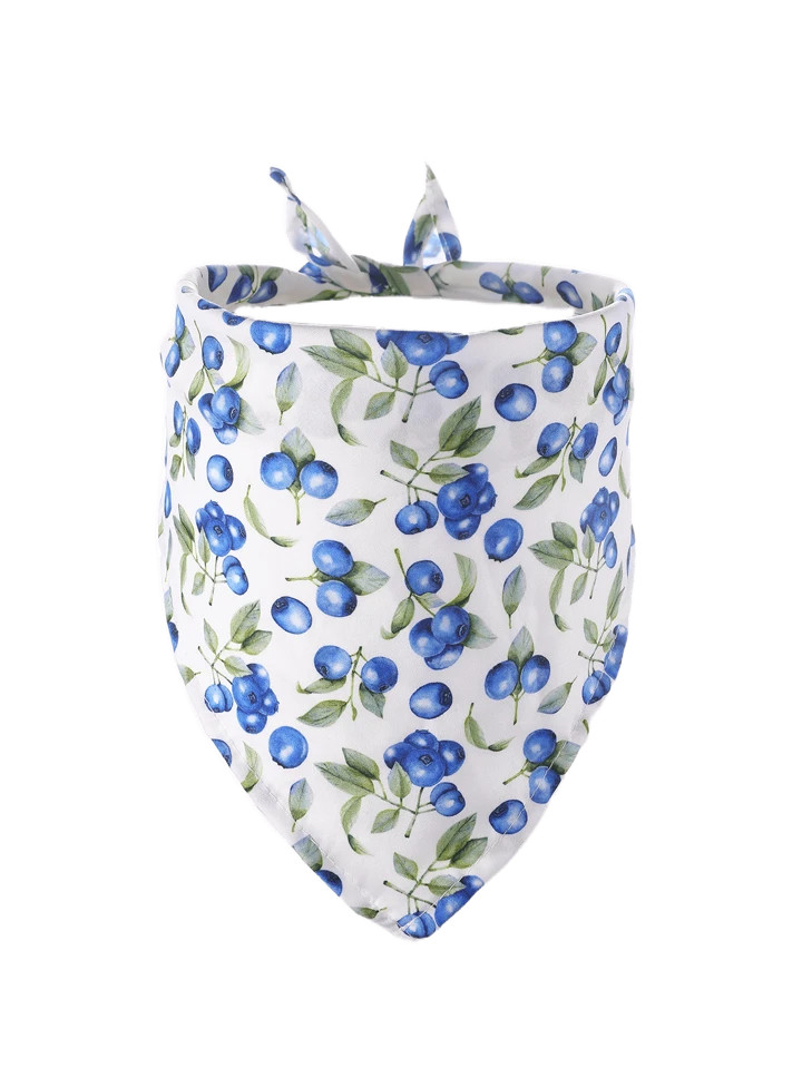 1pc Cute Blueberry Fruit Print Medium/Small Dog Pet Triangle Bib, Pet Accessory | SHEIN