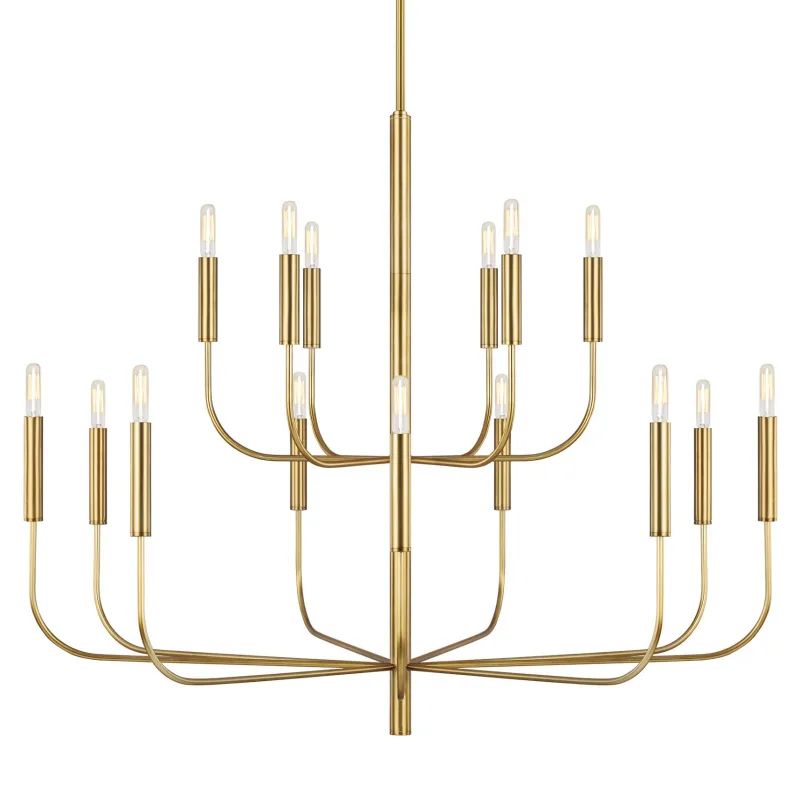 Generation Lighting EC10015 Brianna 15 Light 49" Wide Chandelier Burnished Brass Indoor Lighting Cha | Build.com, Inc.