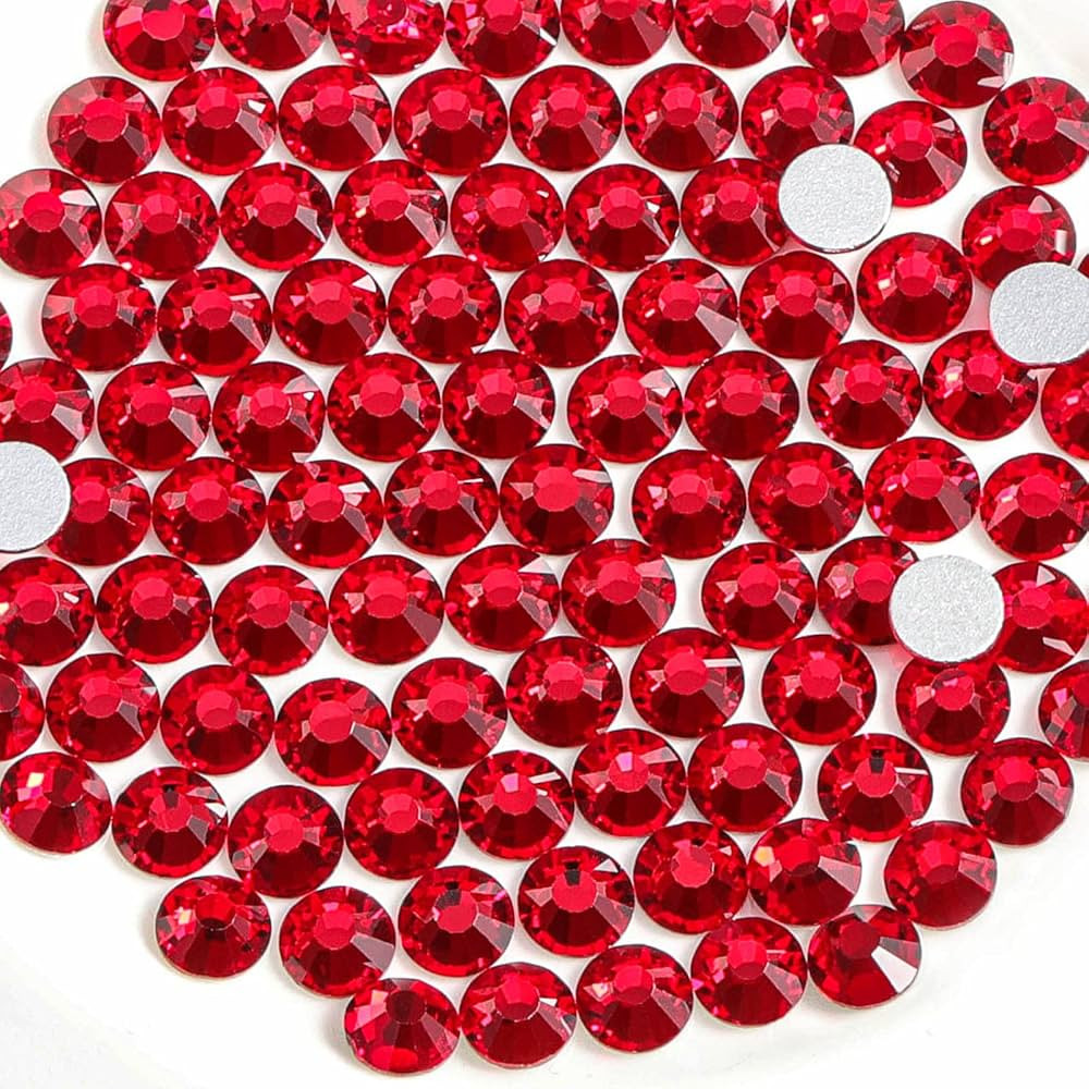Beadsland Flat Back Crystal Rhinestones Round Gems for Nail Art and Craft Glue Fix, Siam, 3.8-4.0... | Amazon (US)