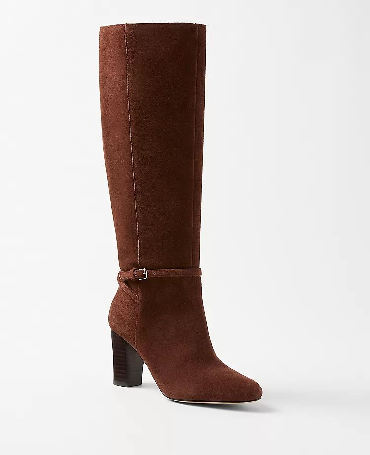 High Heel Suede Buckle Boots | Ann Taylor (US)