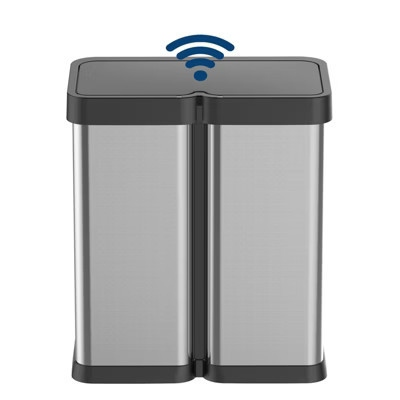 EcoSummer 15.8 Gallon Stainless Steel Sensor Trash Can, Automatic Motion Sensor, Dual Compartment Kitchen Bin, Brushed Silver. | Target