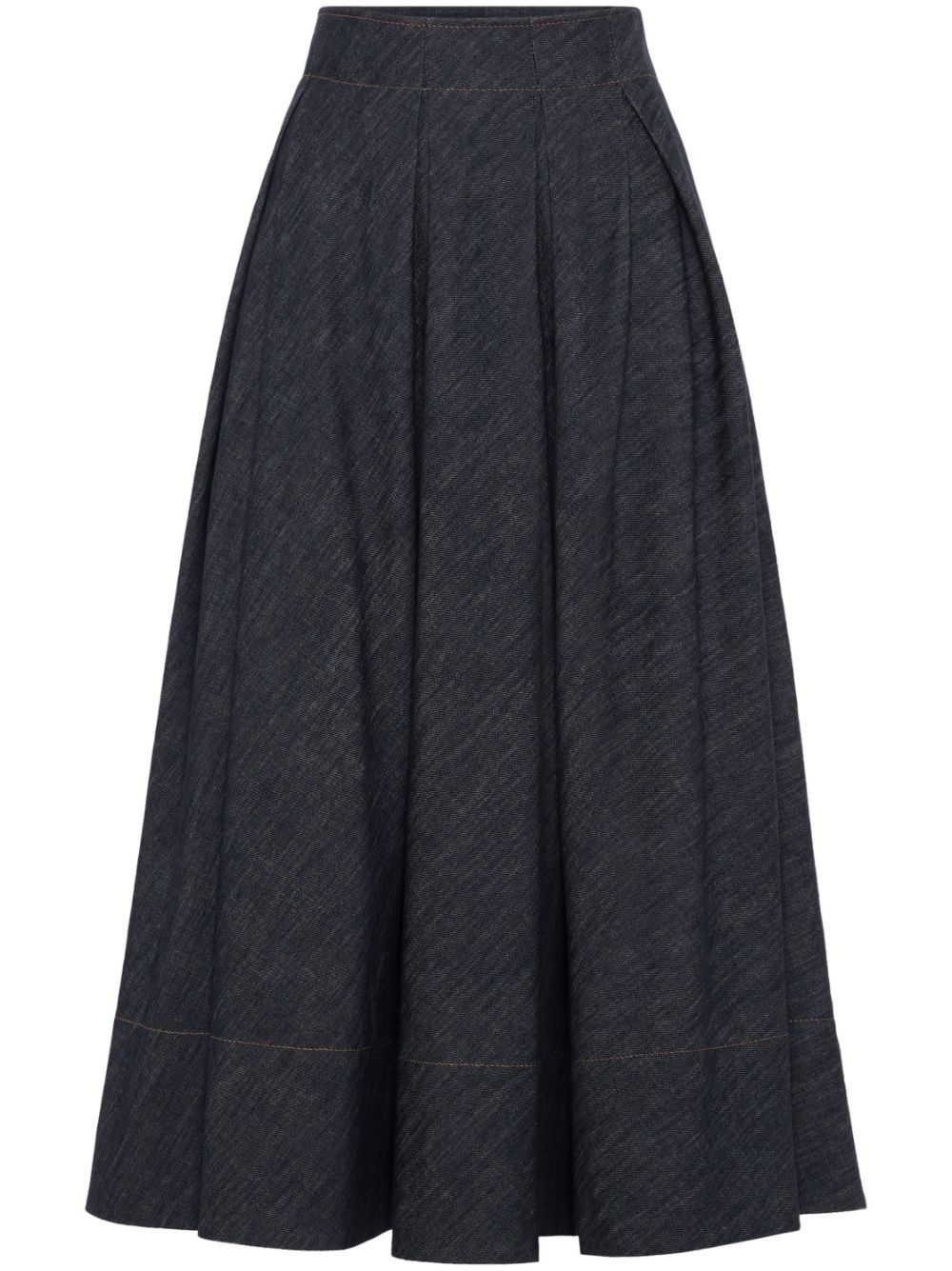 pleated denim midi skirt | Farfetch Global