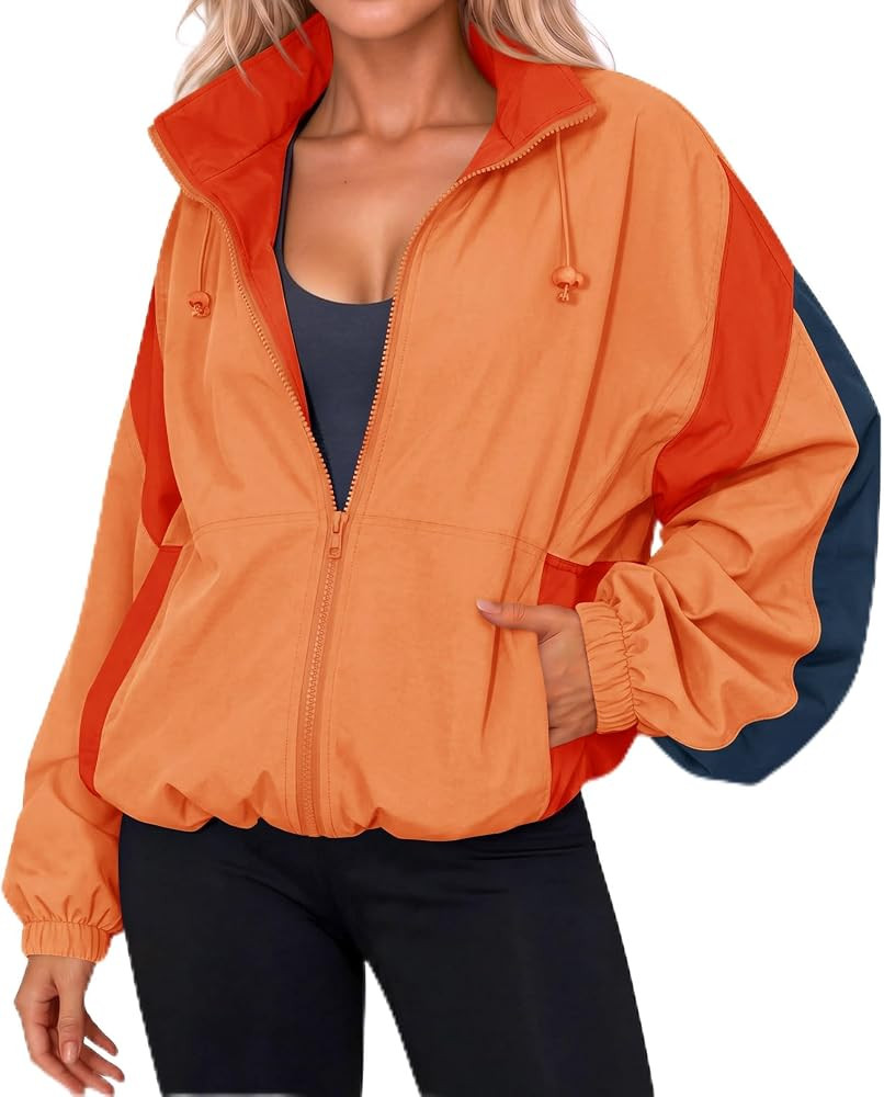 Yousify Womens Lightweight Windbreaker Outdoor Hiking Hooded Casual Jacket | Amazon (US)