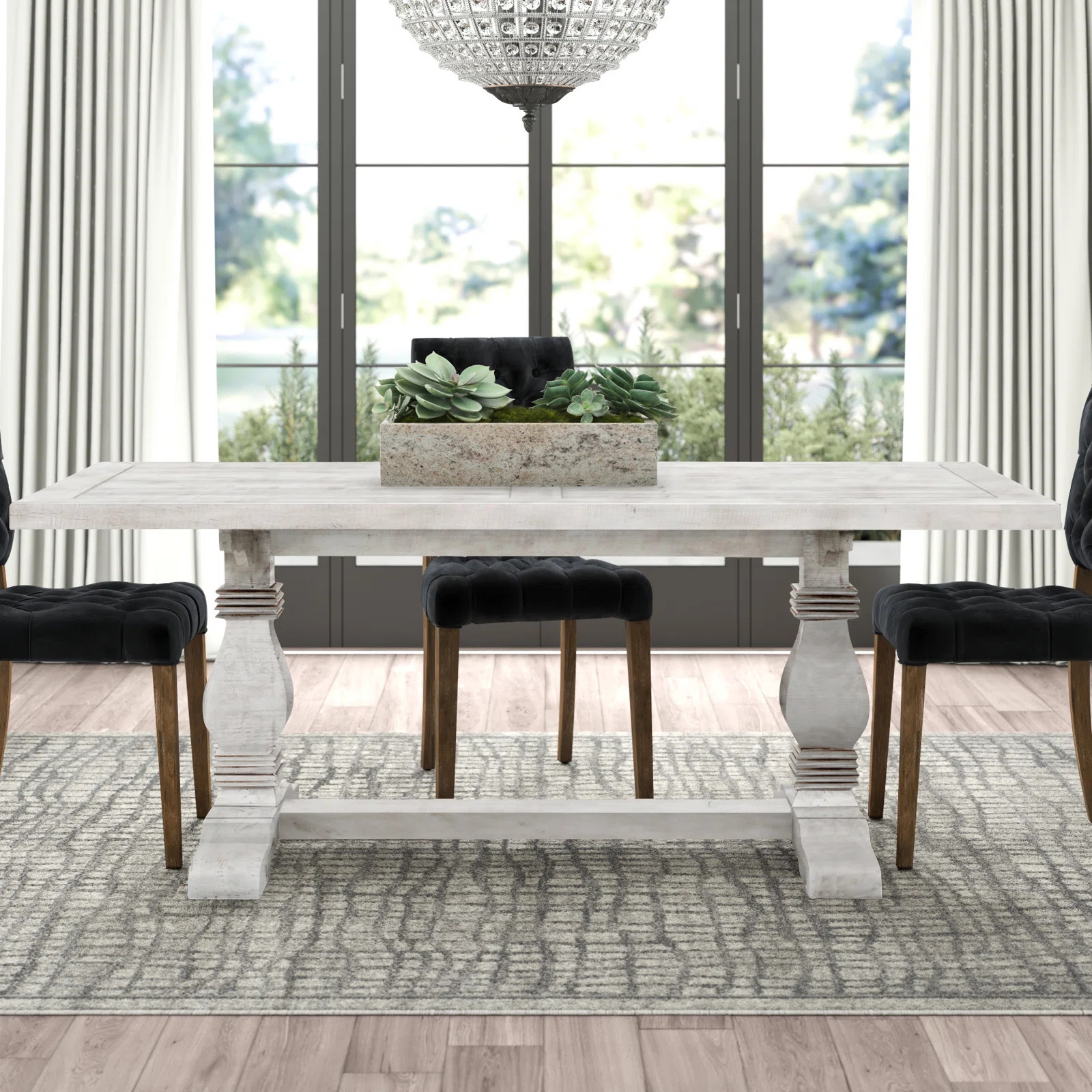 Rosalind Wheeler Kinston 78" Solid Wood Trestle Dining Table & Reviews | Wayfair | Wayfair North America