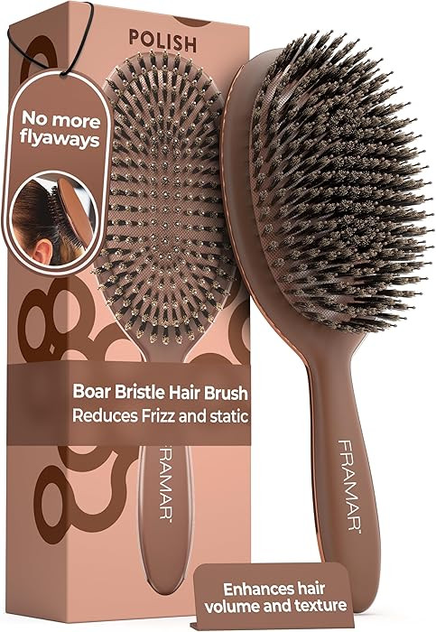FRAMAR Soft Boar Bristle Hair Brush For Women – Boars Hair Brush For Women, Boar Brush For Fine... | Amazon (US)