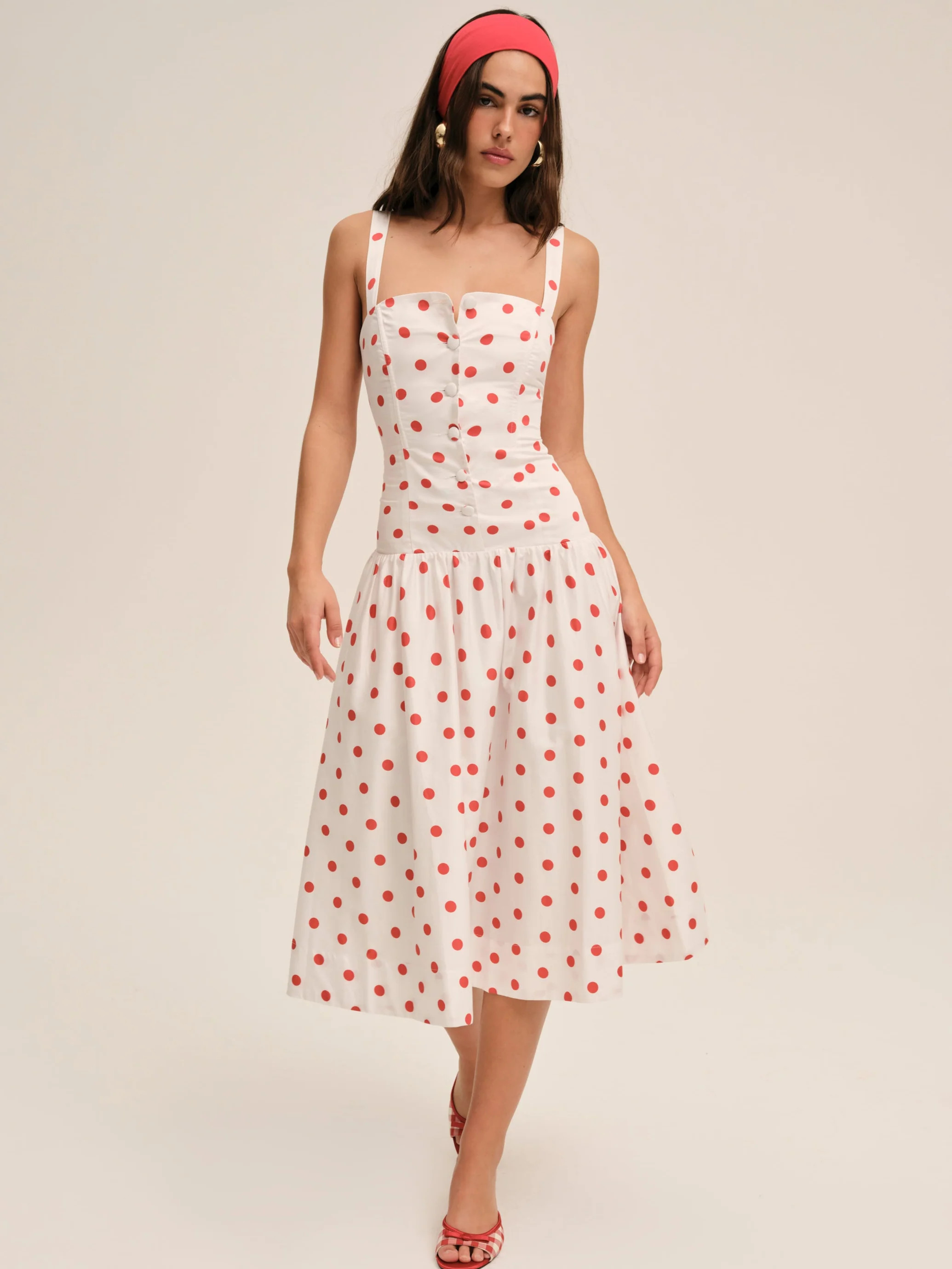 Red Dot Midi Dress | For Love & Lemons