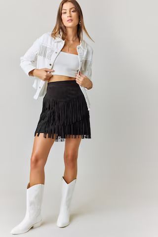 Mataline Fringe Faux Suede Mini Skirt | Francesca's