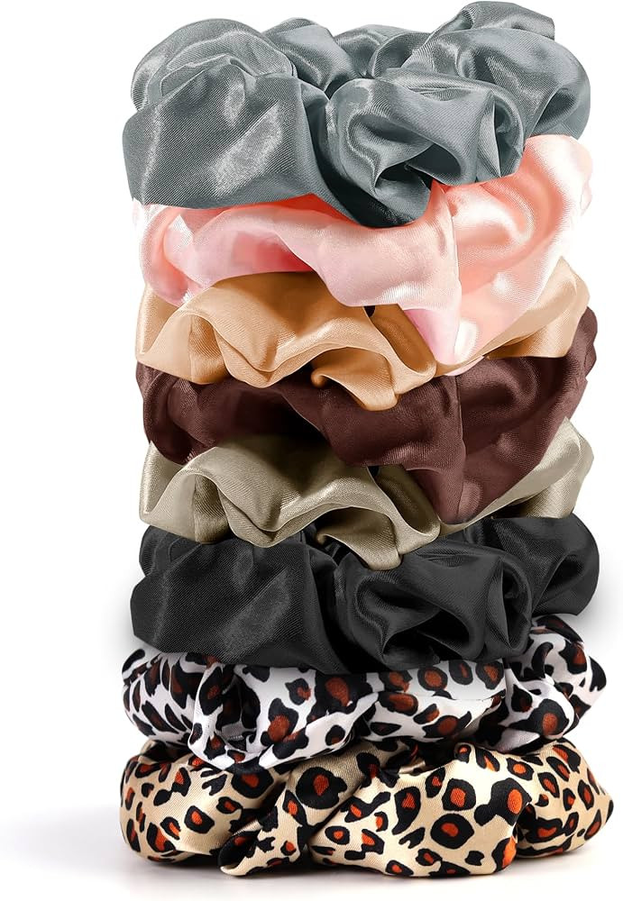 Cutebe 8 Pack Hair Ties Silk Scrunchies for Women Soft Satin Hair Scrunchies Elastic Hair Ties No... | Amazon (US)