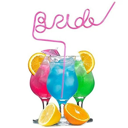 Bride Straw for Bachelorette Party - Big Pink Sipping Straw for Bachelorette Bridal Bride to Be Part | Walmart (US)