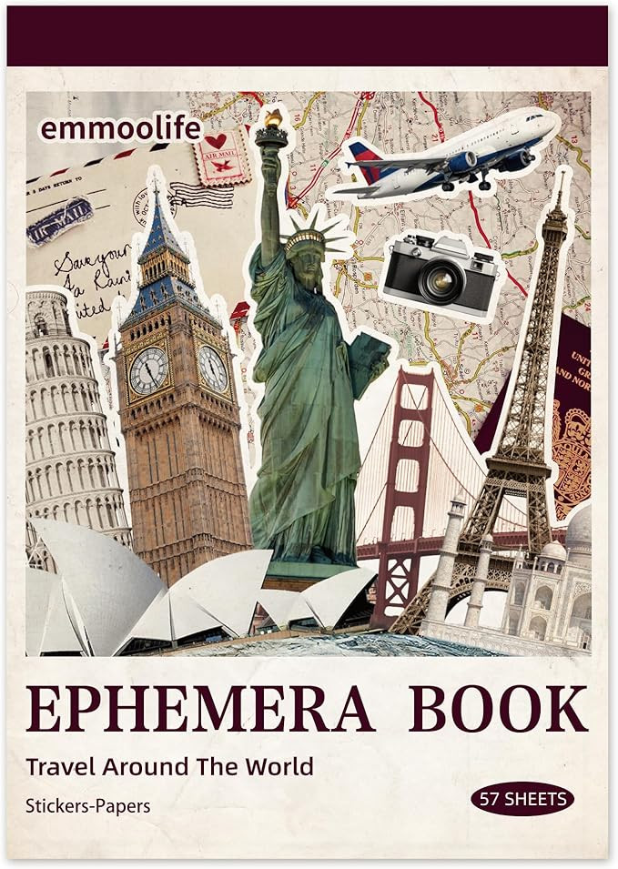 57 Sheets Vintage Travel Scrapbook Sticker Book, 500+ Vintage & Modern Stickers for Scrapbooking,... | Amazon (US)