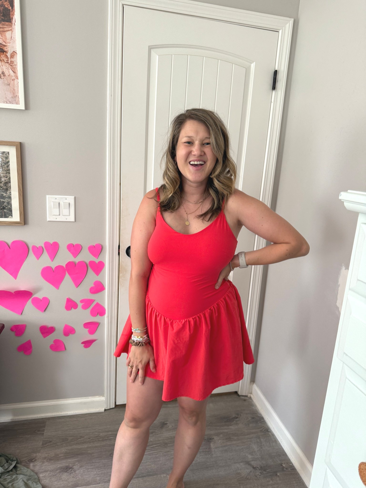 Athletic dress postpartum fit sized up to medium for more room! 