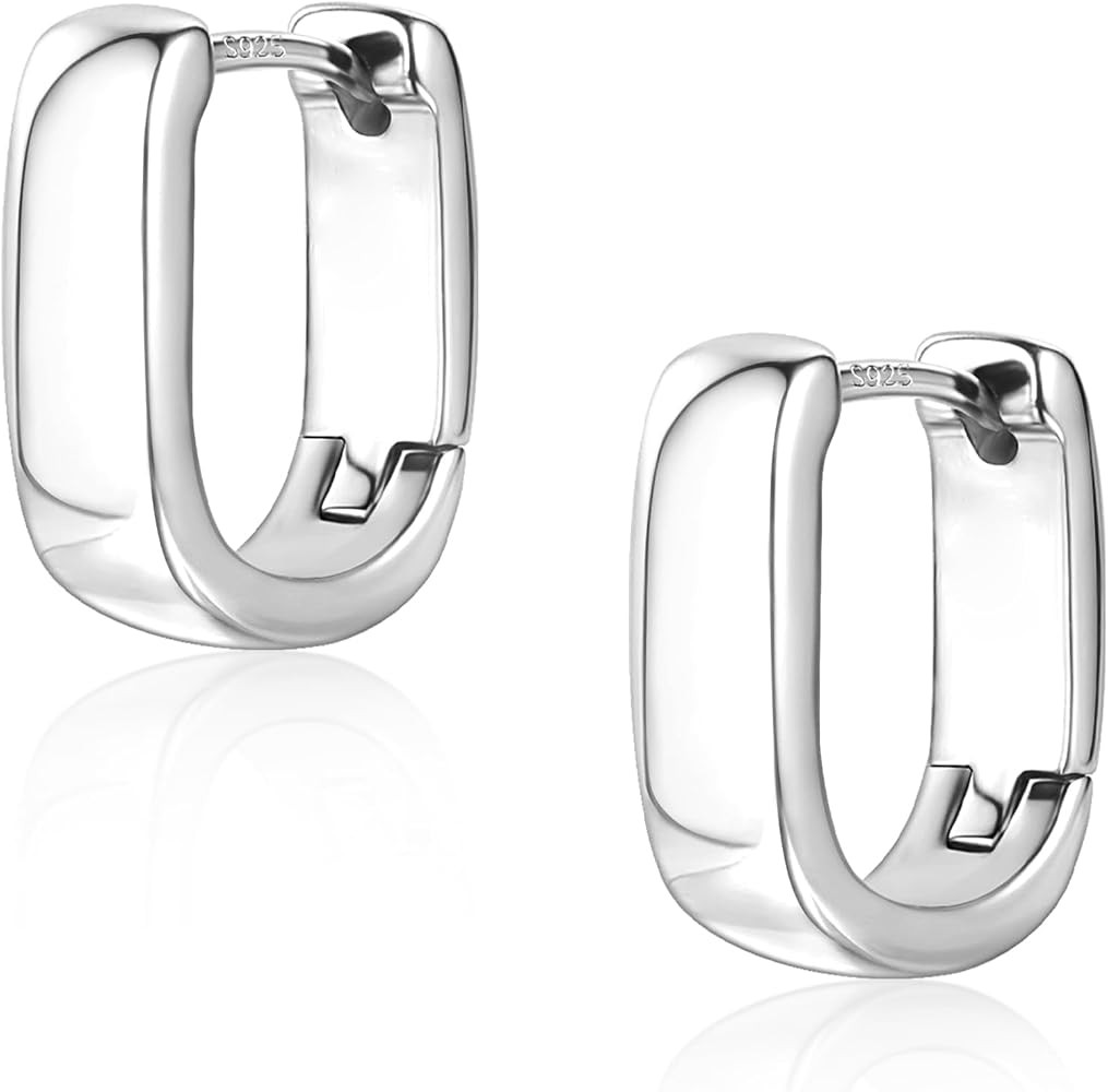 Small Chunky Silver Hoop Earrings for Women Small Gold Hoop Earrings | Amazon (US)