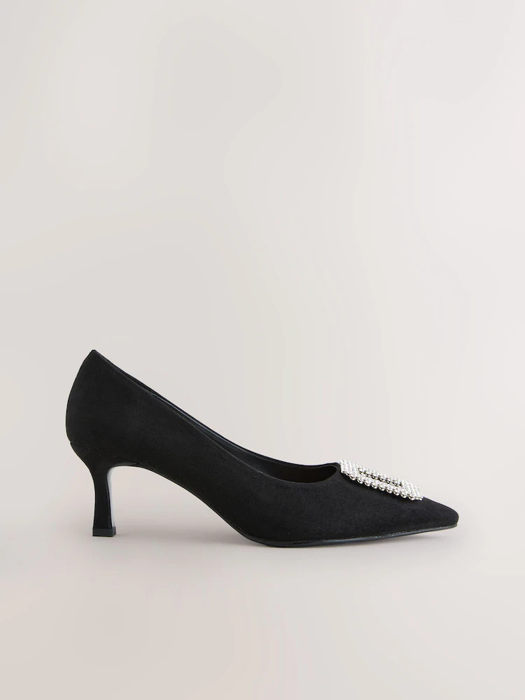Black Forever Comfort Jewel Trim Pointed Court Heels | Next EU