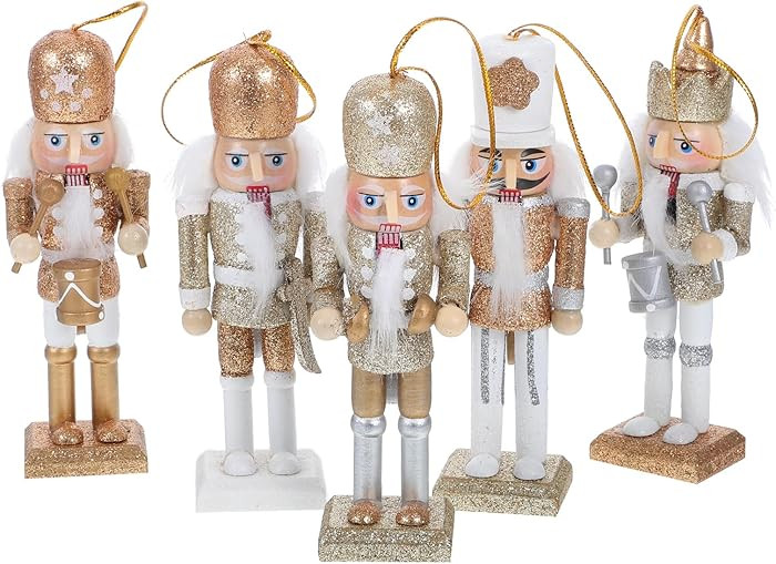 Amosfun 5pcs Nutcracker Ornaments Christmas Wooden Doll Decor Christmas Nutcracker Doll Pendant C... | Amazon (US)
