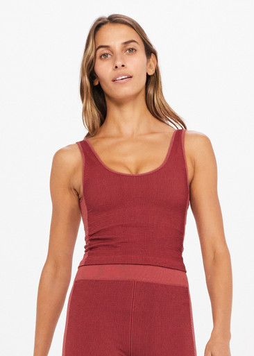RIBBED SEAMLESS TESS CROP in SANGRIA | The UPSIDE | THE UPSIDE