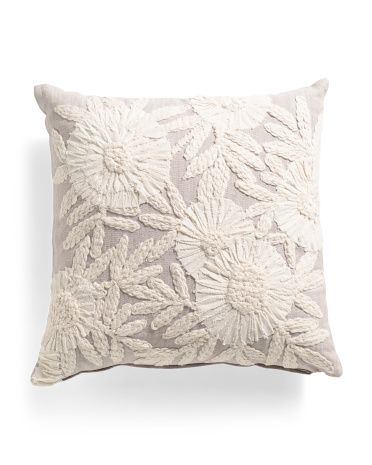 20x20 Floral Embroidered Pillow | TJ Maxx
