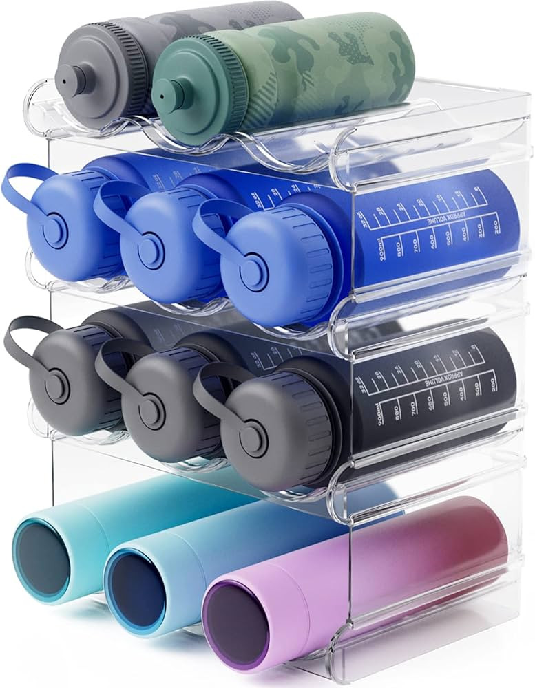Water Bottle Organizer, Stackable Water Bottle Holder for Kitchen Pantry, Fridge, Cabinet, Stacka... | Amazon (US)